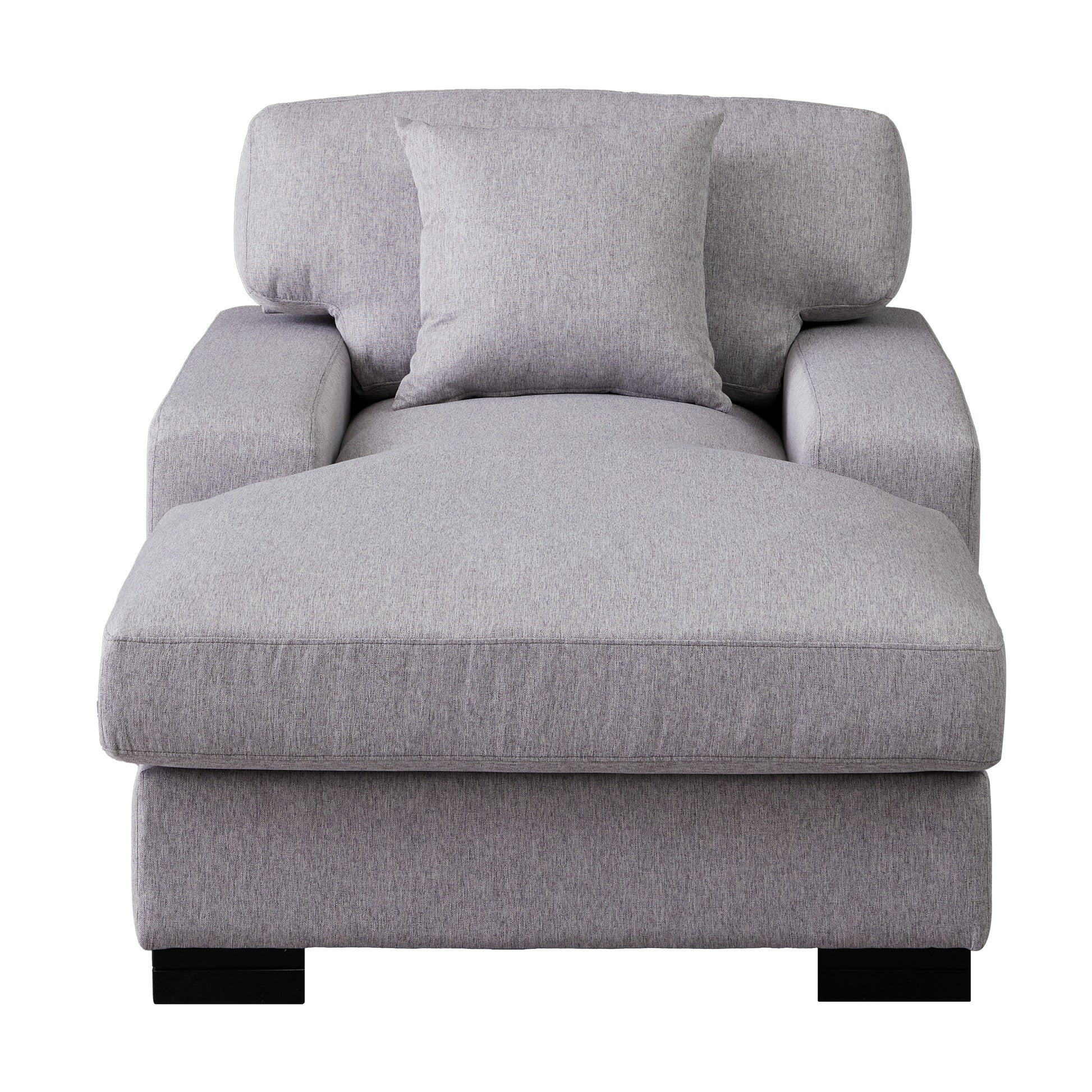 Modern Mid Century Indoor Oversized Chaise Lounger Comfort Sleeper Sofa With Pillow And Soild Wood Legs, Linen, Gray Gray Linen