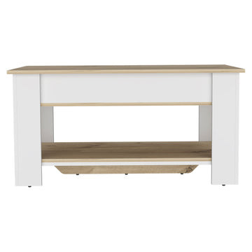 Storage Table Polgon, Extendable Table Shelf, Lower Shelf, Light Oak White Finish Light Oak Particle Board