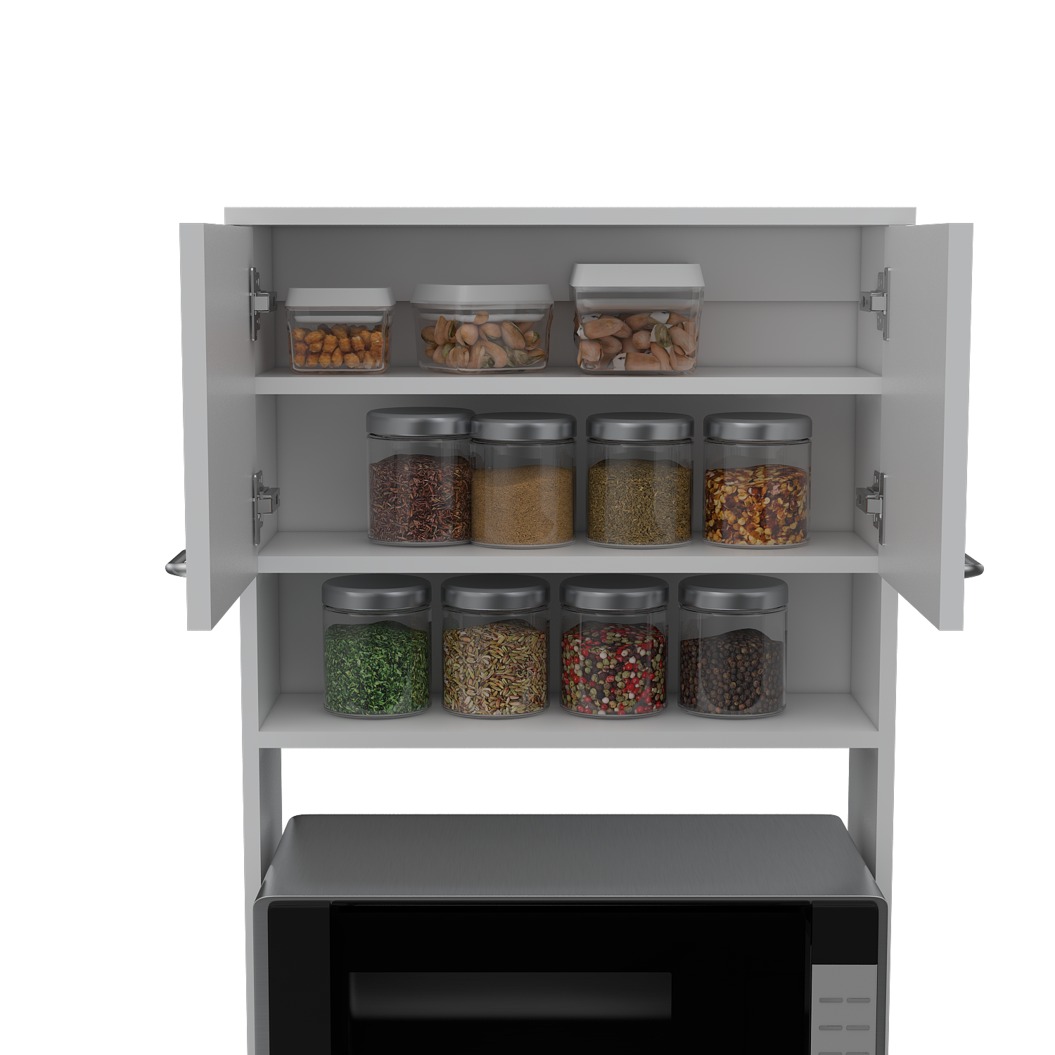 Pantry Piacenza,Two Double Door Cabinet, White Finish White Particle Board