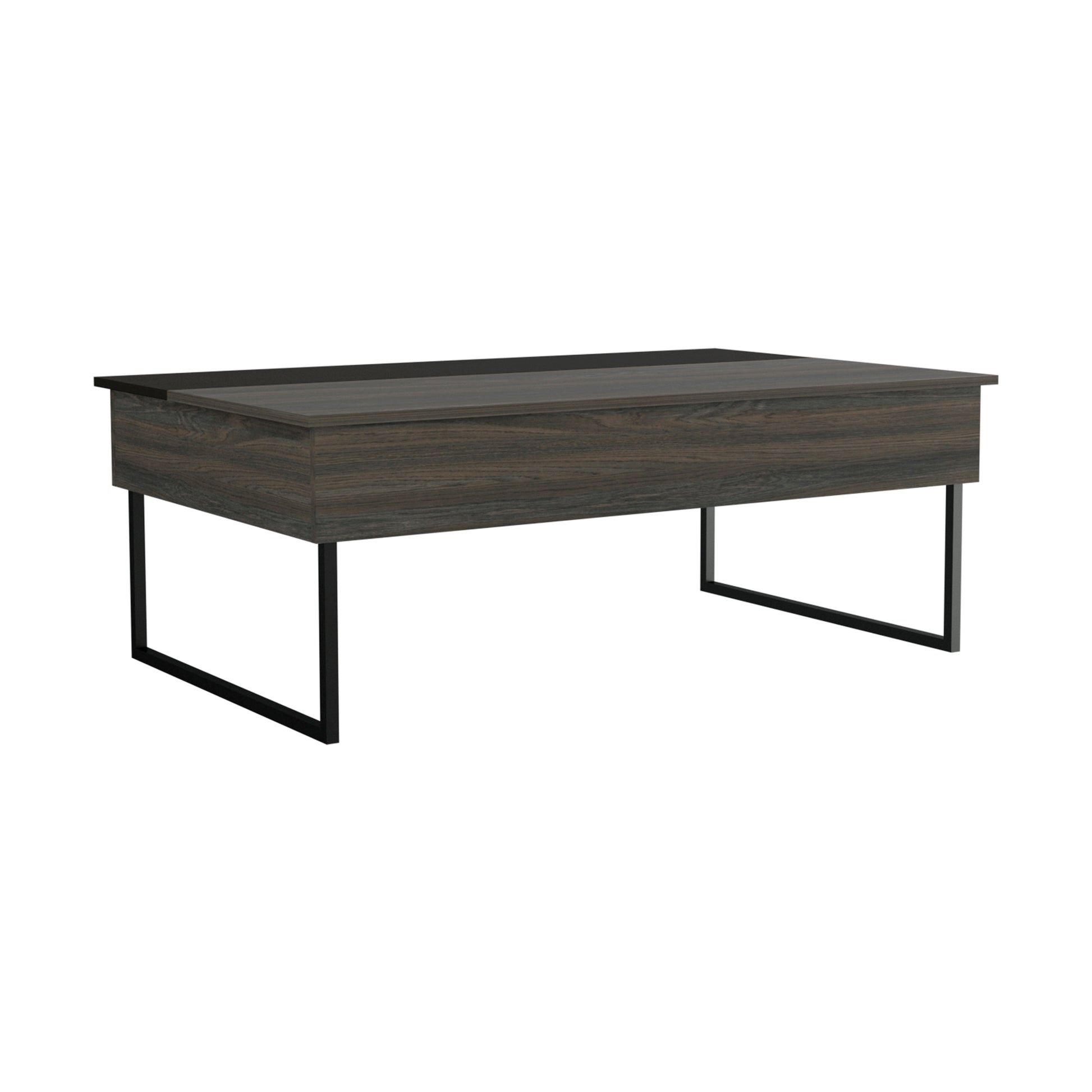 Lift Top Coffee Table Wuzz, Two Legs, Two Shelves, Carbon Espresso Black Wengue Finish Espresso Particle Board