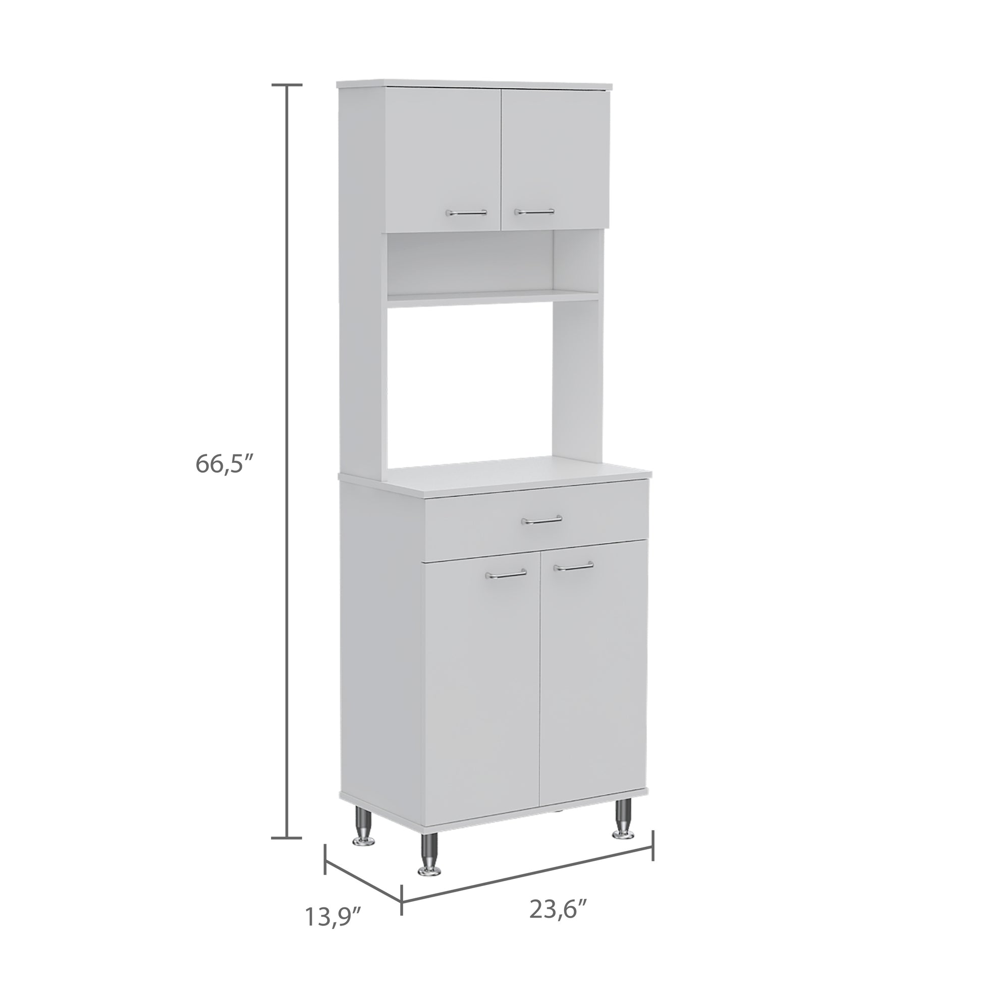 Pantry Piacenza,Two Double Door Cabinet, White Finish White Particle Board