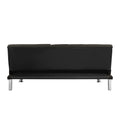 Sofa Bed With Armrest Two Holders Wood Frame, Stainless Leg, Futon Brown Pvc,Dark Brown Dark Brown Pvc