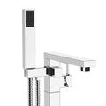 Freestanding Bathtub Faucet With Hand Shower Chrome Metal