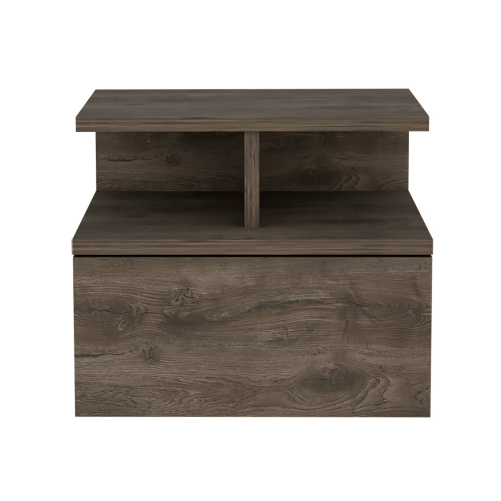 Floating Nightstand Flopini, One Drawer, Dark Walnut Finish Dark Brown Particle Board