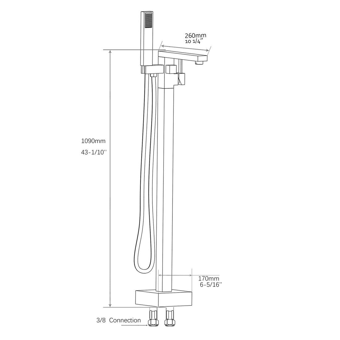 Freestanding Bathtub Faucet With Hand Shower Brushed Nickel Metal