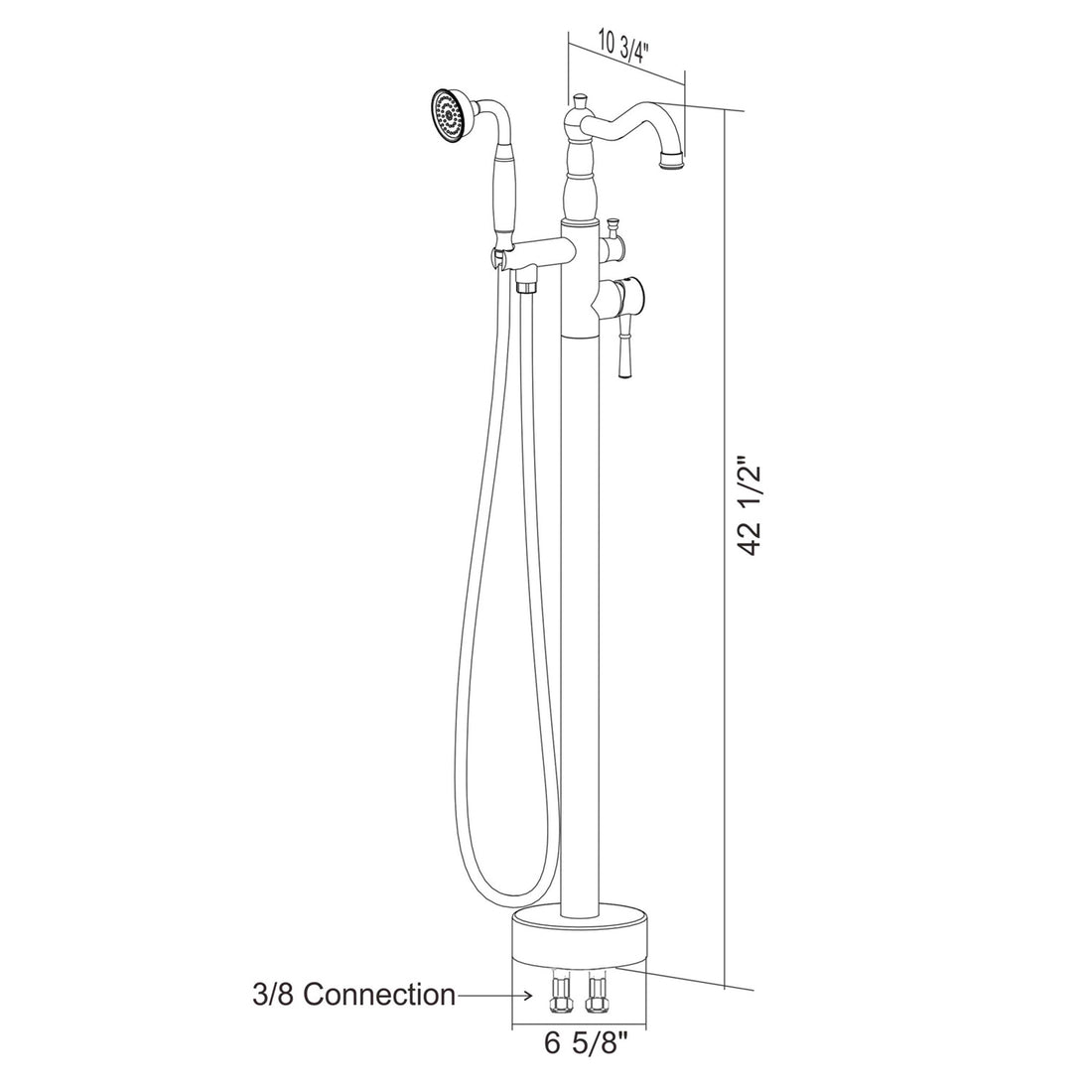 Freestanding Bathtub Faucet With Hand Shower Matte Black Metal