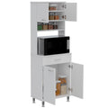 Pantry Piacenza,Two Double Door Cabinet, White Finish White Particle Board