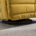 Swivel And Rocking Velvet Recliner, Reclining Chair With Adjustable Footrest And Side Pocket Yellow Velvet