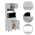 Pantry Piacenza,Two Double Door Cabinet, White Finish White Particle Board
