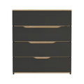 Dresser Oboe, Superior Top, Four Drawers, Black Wengue Light Oak Finish Light Oak Particle Board