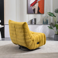 Swivel And Rocking Velvet Recliner, Reclining Chair With Adjustable Footrest And Side Pocket Yellow Velvet