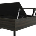 Lift Top Coffee Table Wuzz, Two Legs, Two Shelves, Carbon Espresso Black Wengue Finish Espresso Particle Board