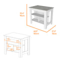 Kitchen Island Dozza, Three Shelves, White Ibiza Marble Color Finish Multicolor Particle Board