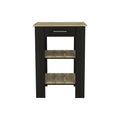 Kitchen Island 23 Inches Dozza With Single Drawer And Two Tier Shelves, Black Wengue Light Oak Finish Light Oak Particle Board