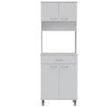 Pantry Piacenza,Two Double Door Cabinet, White Finish White Particle Board