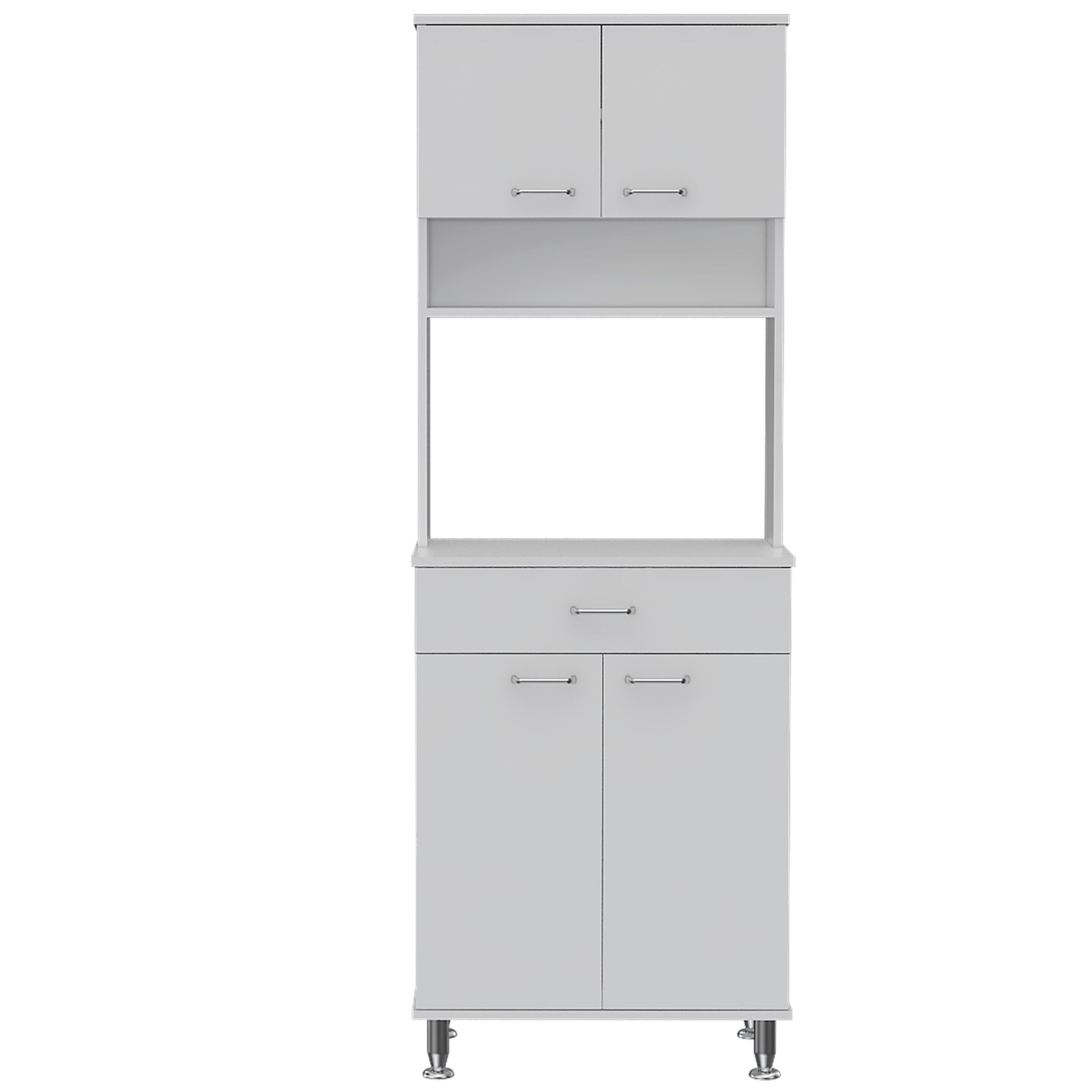 Pantry Piacenza,Two Double Door Cabinet, White Finish White Particle Board
