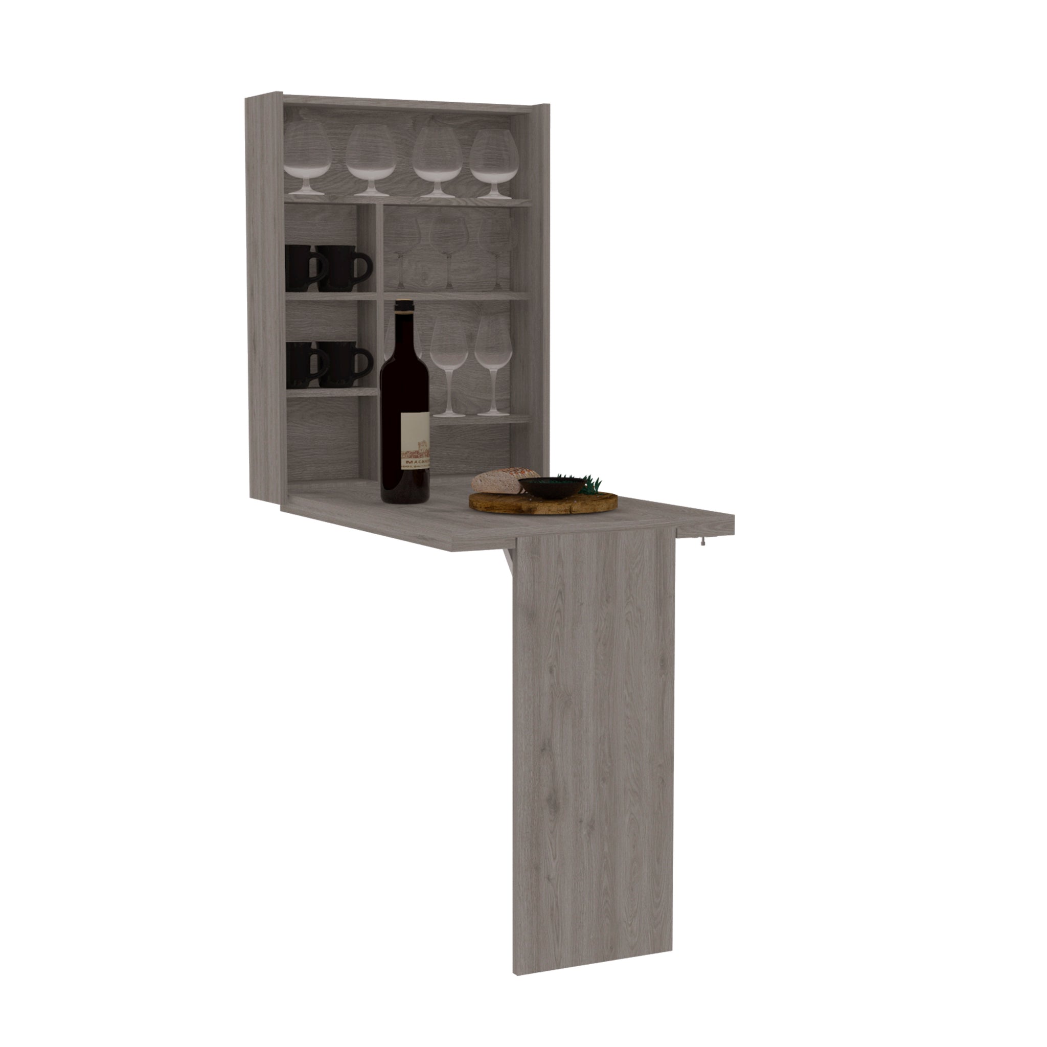 Foldable Table Tacoma, Seven Interior Shelves, Light Gray Finish Light Gray Particle Board