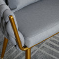 Handwoven Modern Chairs, Casual Chairs, Universal Foot Nails, Metal Chair Legs With Pillows Grey Grey Primary Living Space Linen
