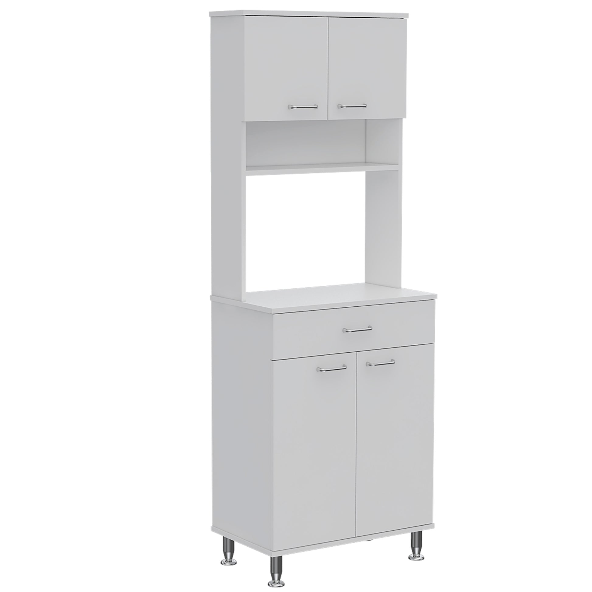 Pantry Piacenza,Two Double Door Cabinet, White Finish White Particle Board