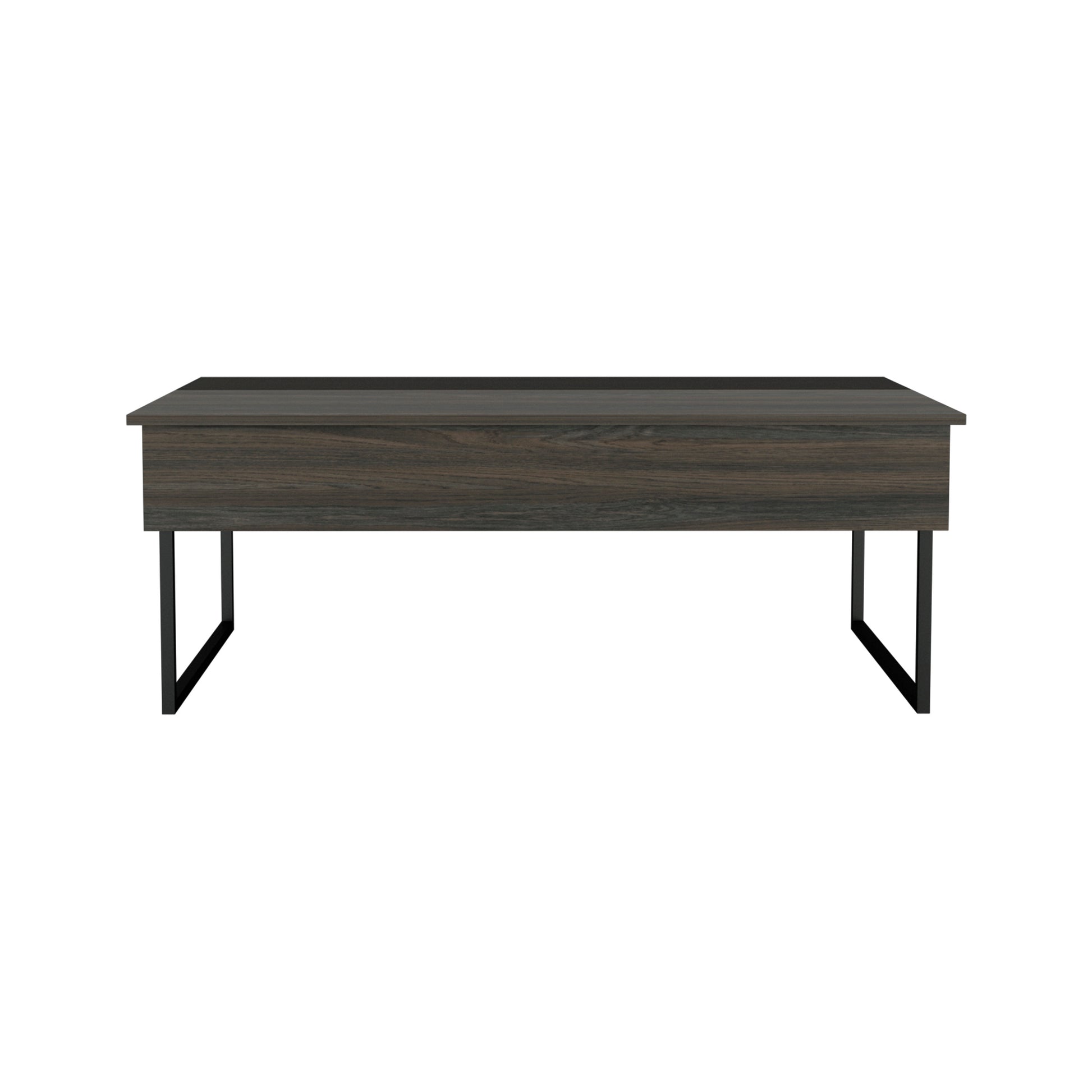 Lift Top Coffee Table Wuzz, Two Legs, Two Shelves, Carbon Espresso Black Wengue Finish Espresso Particle Board