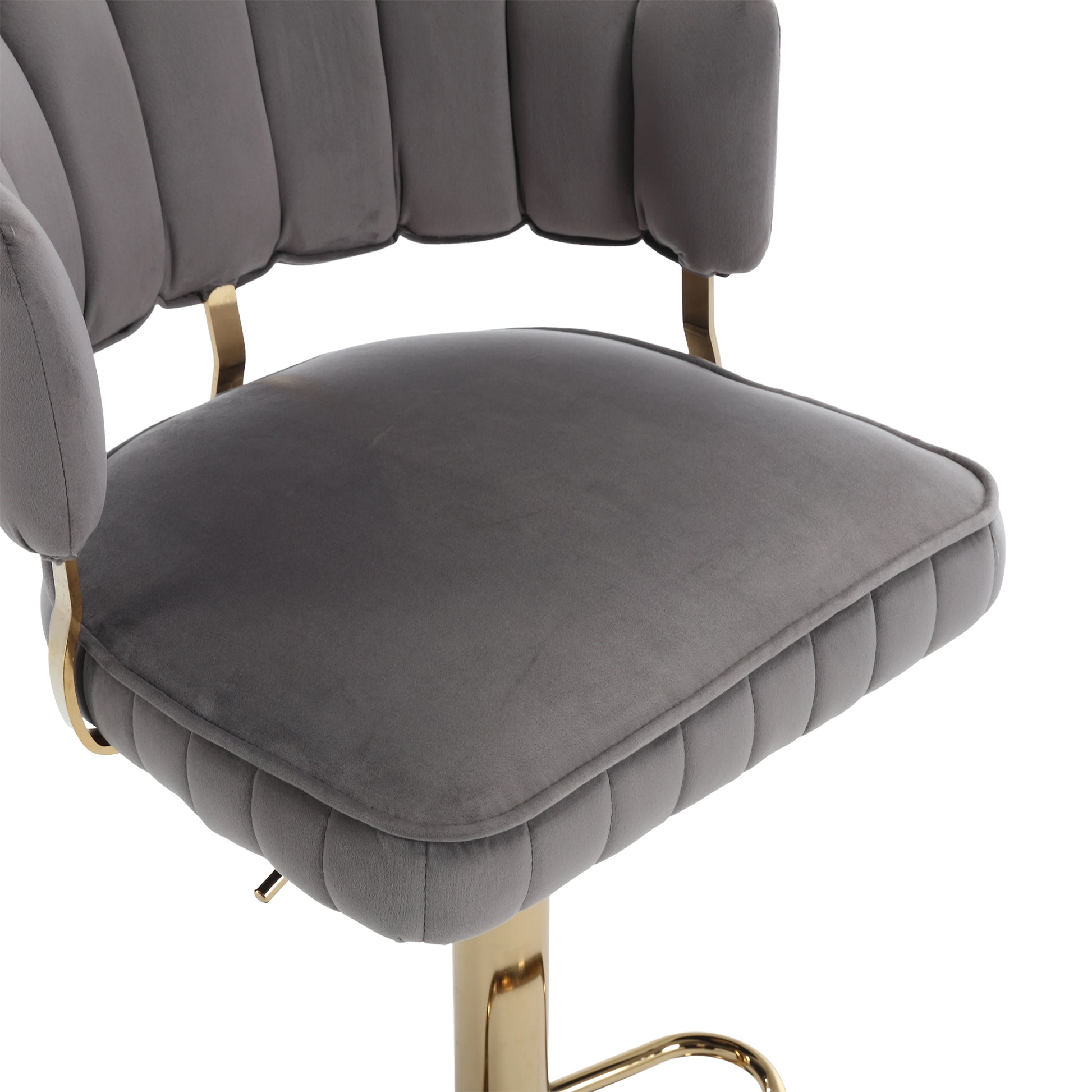 Coolmore Swivel Bar Stools Set Of 2 Adjustable Counter Height Chairs With Footrest For Kitchen, Dining Room Gray Velvet