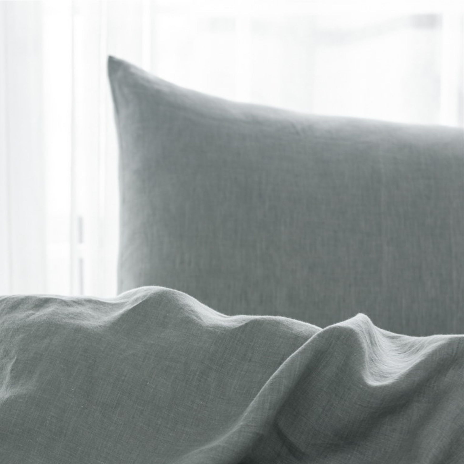 King Size Pillow Cases Set Of 2, King Pillow Cases Set Of 2, Pillow Cases King, Premium Soft Linen Pillow Case With Envelope Enclosure 20"X36", Sea Glass White Linen Linen