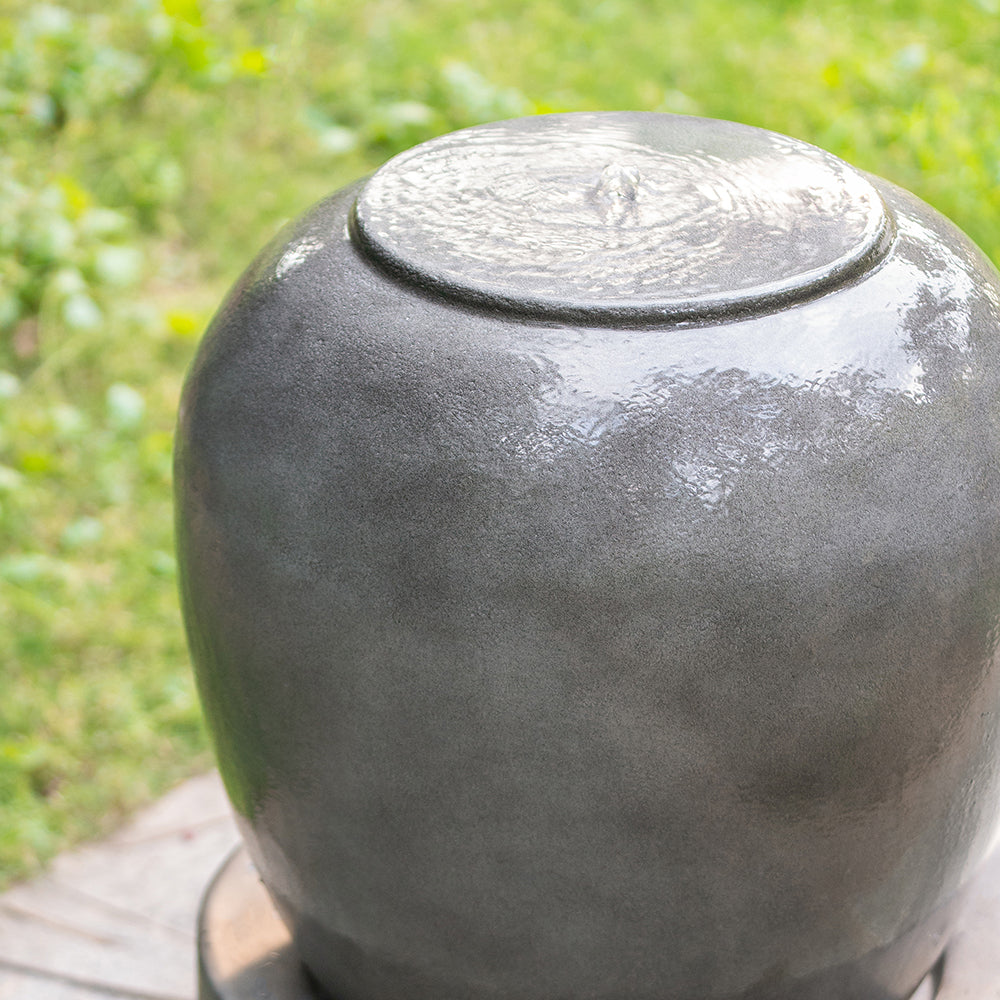19.5X19.5X32.5" Heavy Outdoor Cement Fountain Antique Gray, Cute Unique Urn Design Water Feature For Home Garden, Lawn, Deck & Patio Antique Gray Garden & Outdoor Antique,Art
