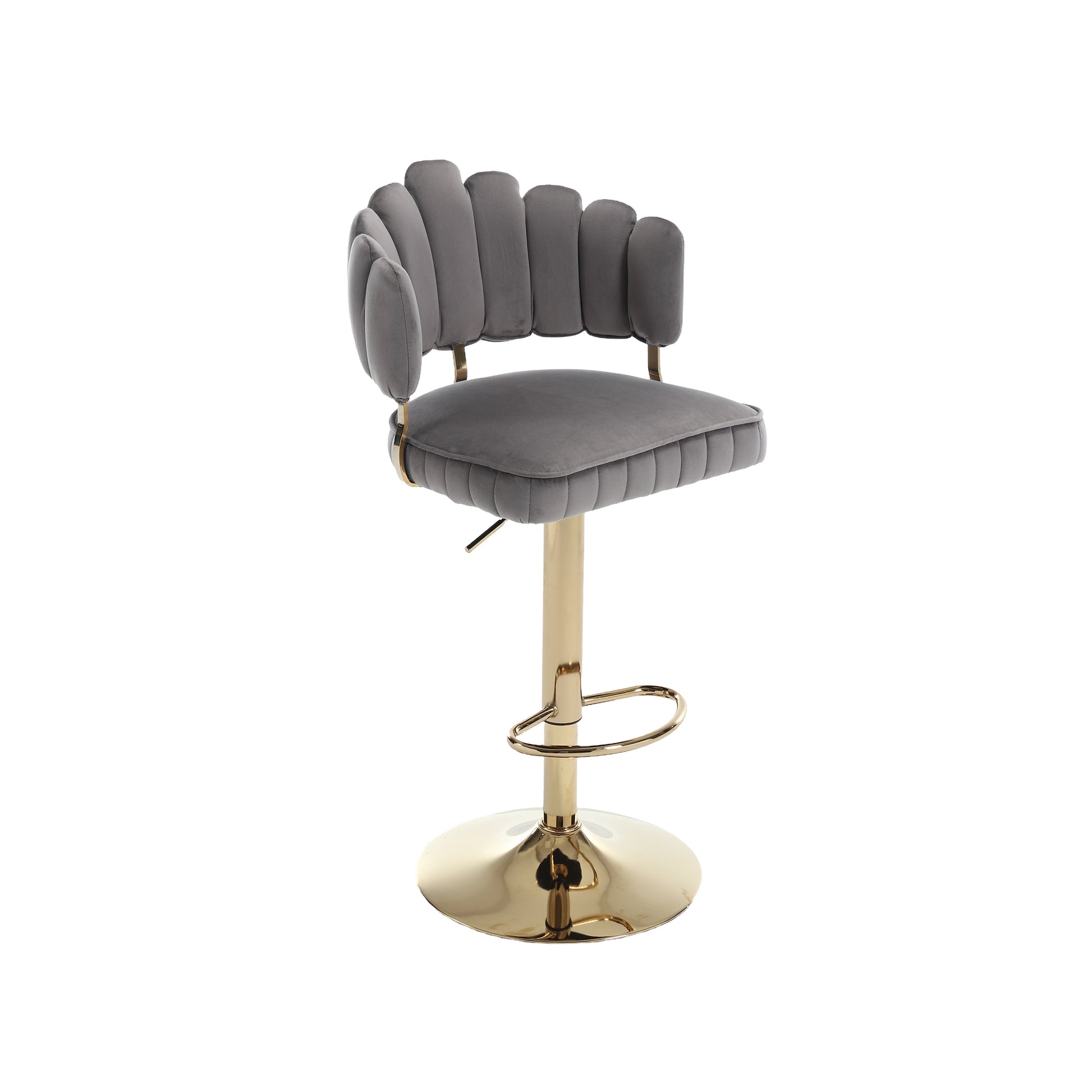 Coolmore Swivel Bar Stools Set Of 2 Adjustable Counter Height Chairs With Footrest For Kitchen, Dining Room Gray Velvet