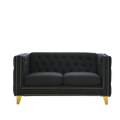 Contact Us For 3D Modeling Velvet Sofa For Living Room,Buttons Tufted Square Arm Couch, Modern Couch Upholstered Button And Metal Legs, Sofa Couch For Bedroom, Black Velvet 2S Black Foam Velvet