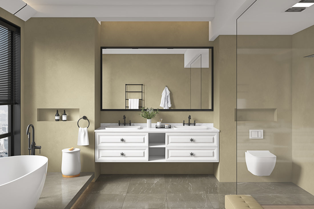 72In. W X 48In. H Metal Framed Bathroom Mirror For Wall, Rectangle Mirror, Bathroom Vanity Mirror Farmhouse, Anti Rust, Hangs Horizontally Or Vertiy Matte Black Aluminium