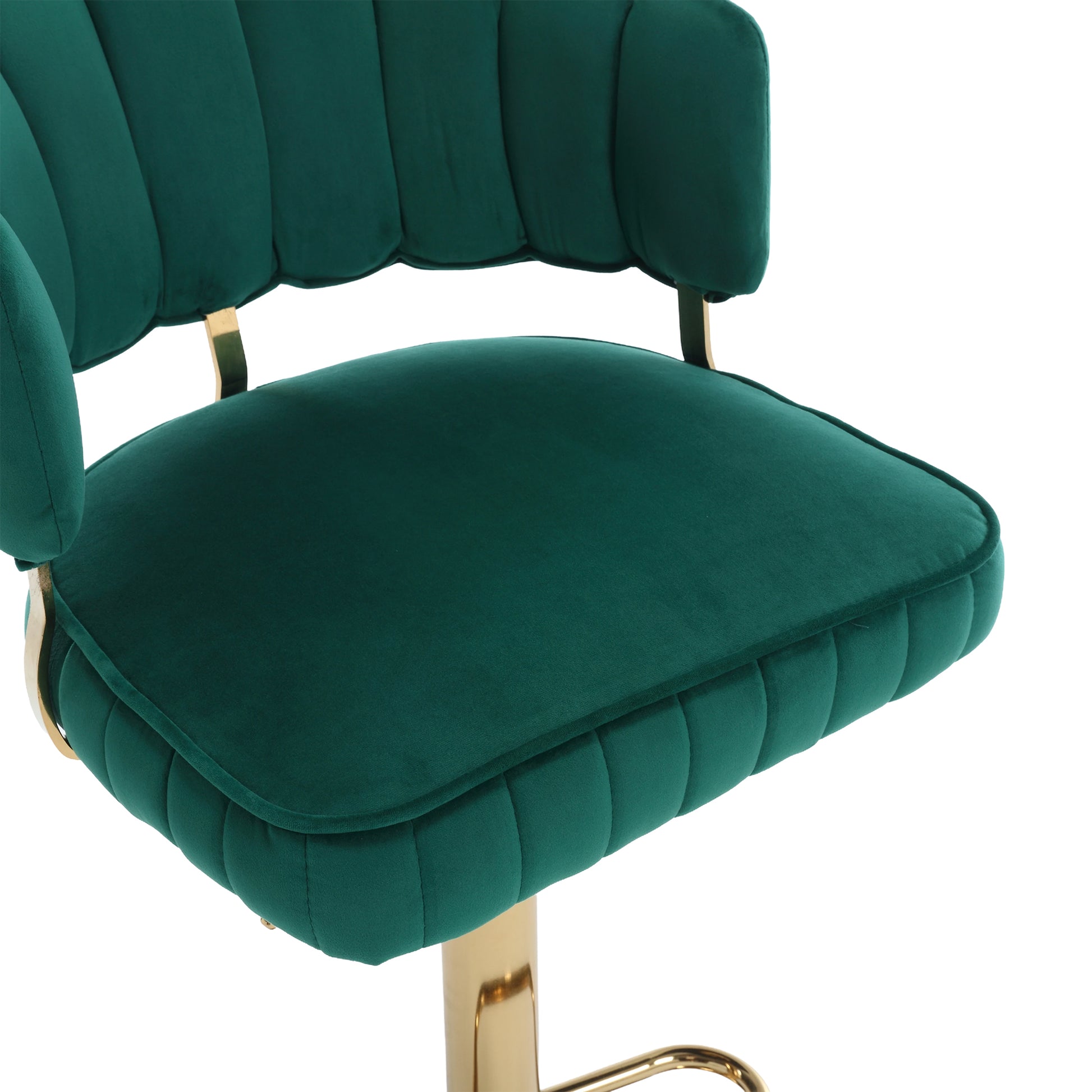 Coolmore Swivel Bar Stools Set Of 2 Adjustable Counter Height Chairs With Footrest For Kitchen, Dining Room Emerald Velvet