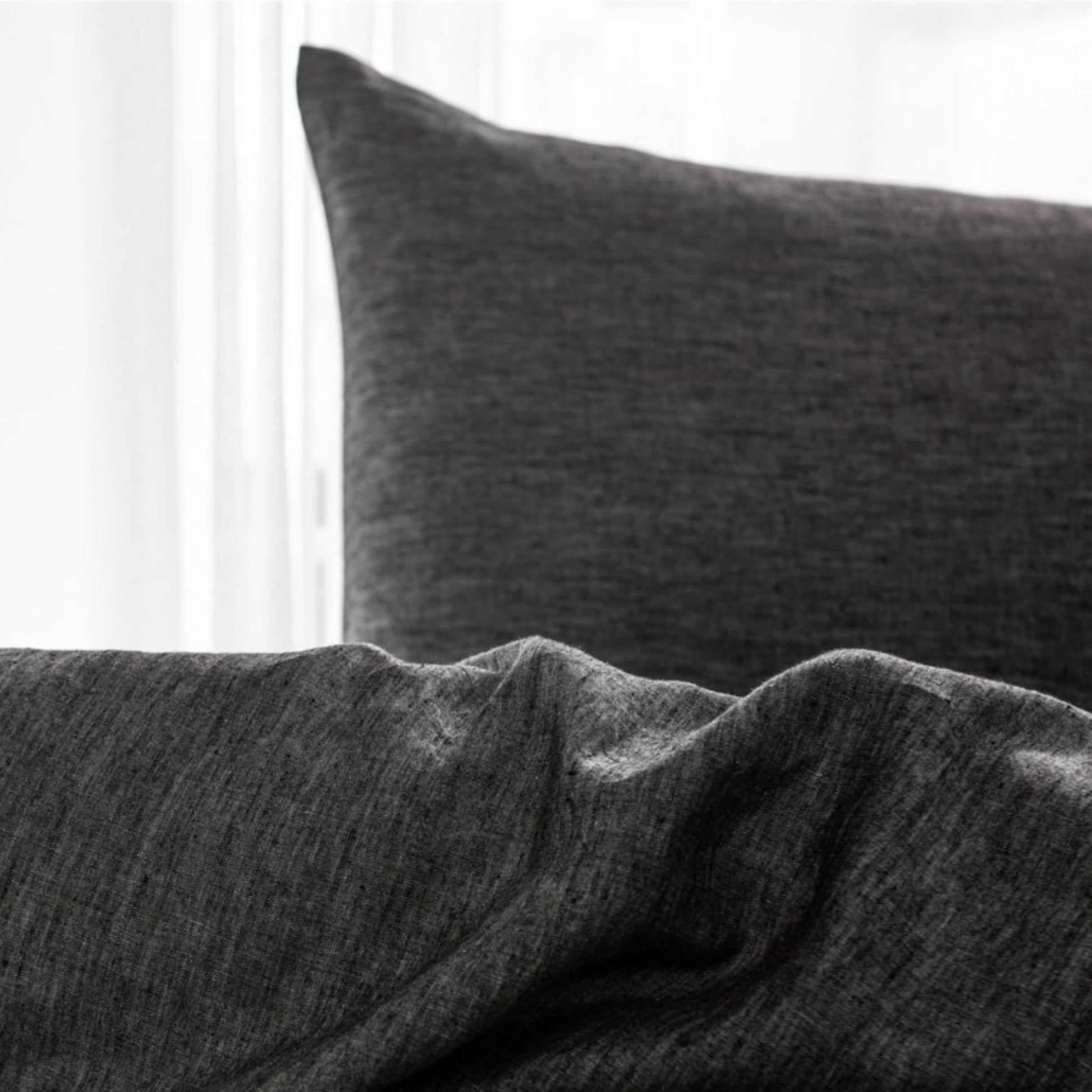King Size Pillow Cases Set Of 2, King Pillow Cases Set Of 2, Pillow Cases King, Premium Soft Linen Pillow Case With Envelope Enclosure 20"X36", Onyx Grey Linen Linen