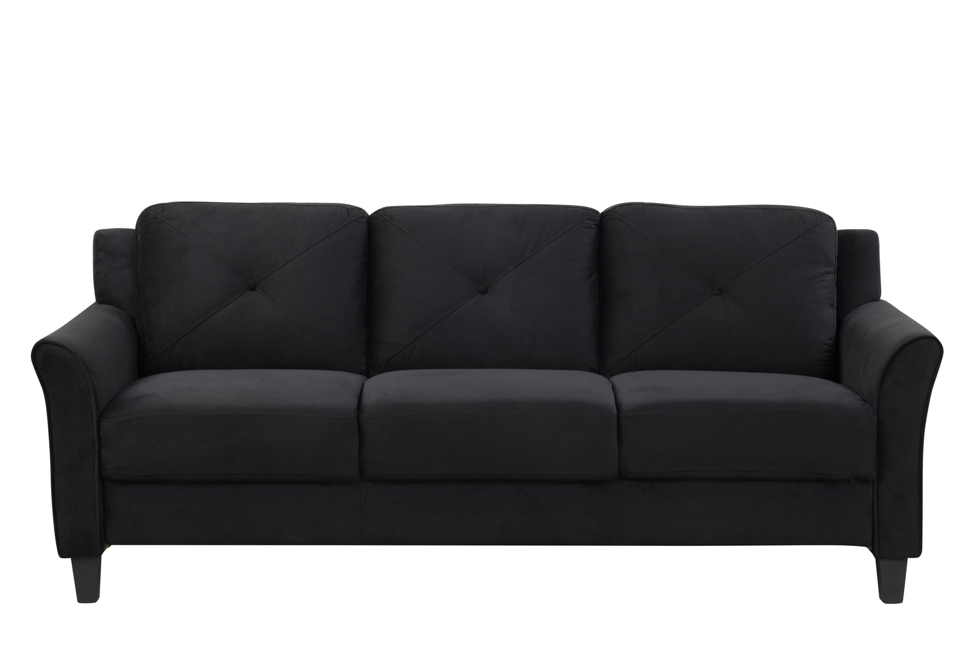 Fashion Living Room Two Piece Sofa Set, Living Room Three Seats Single Seats Antique Black Polyester