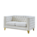 Contact Us For 3D Modeling Velvet Sofa For Living Room,Buttons Tufted Square Arm Couch, Modern Couch Upholstered Button And Metal Legs, Sofa Couch For Bedroom, Beige Velvet 2S Beige Foam Velvet