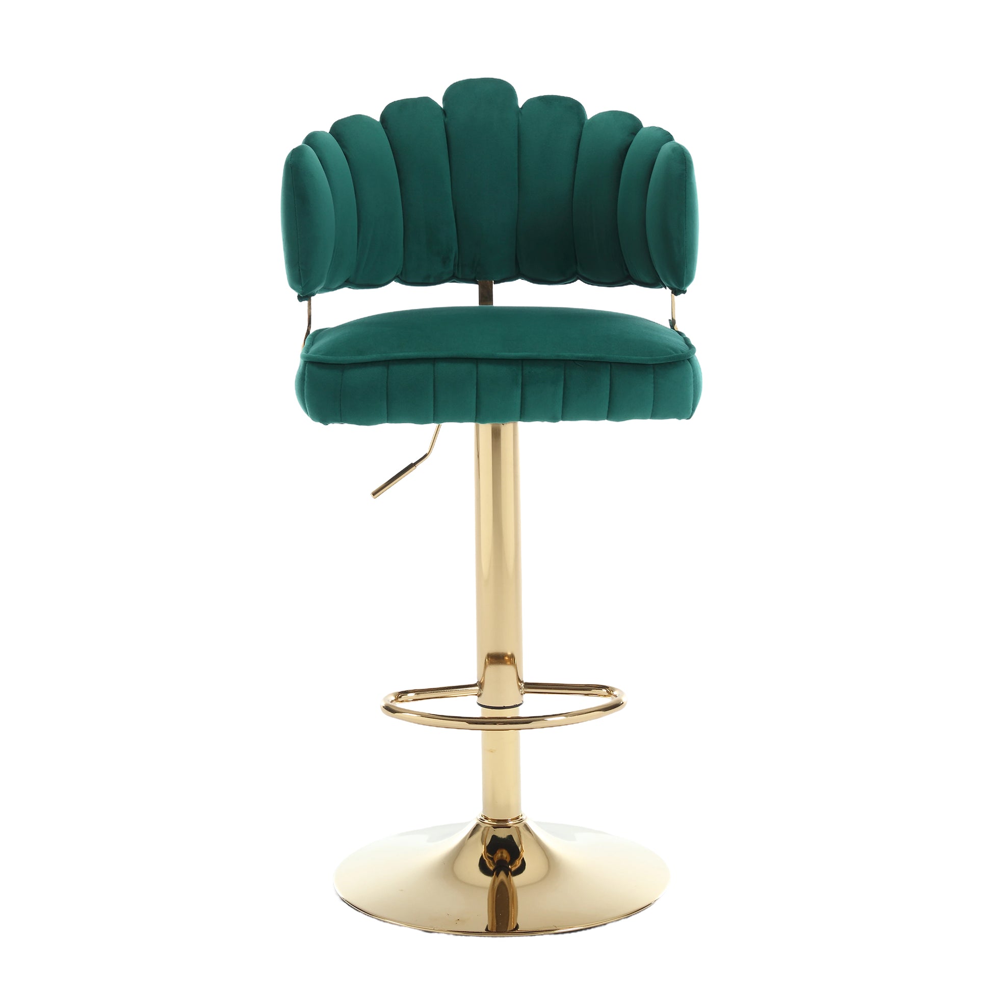 Coolmore Swivel Bar Stools Set Of 2 Adjustable Counter Height Chairs With Footrest For Kitchen, Dining Room Emerald Velvet