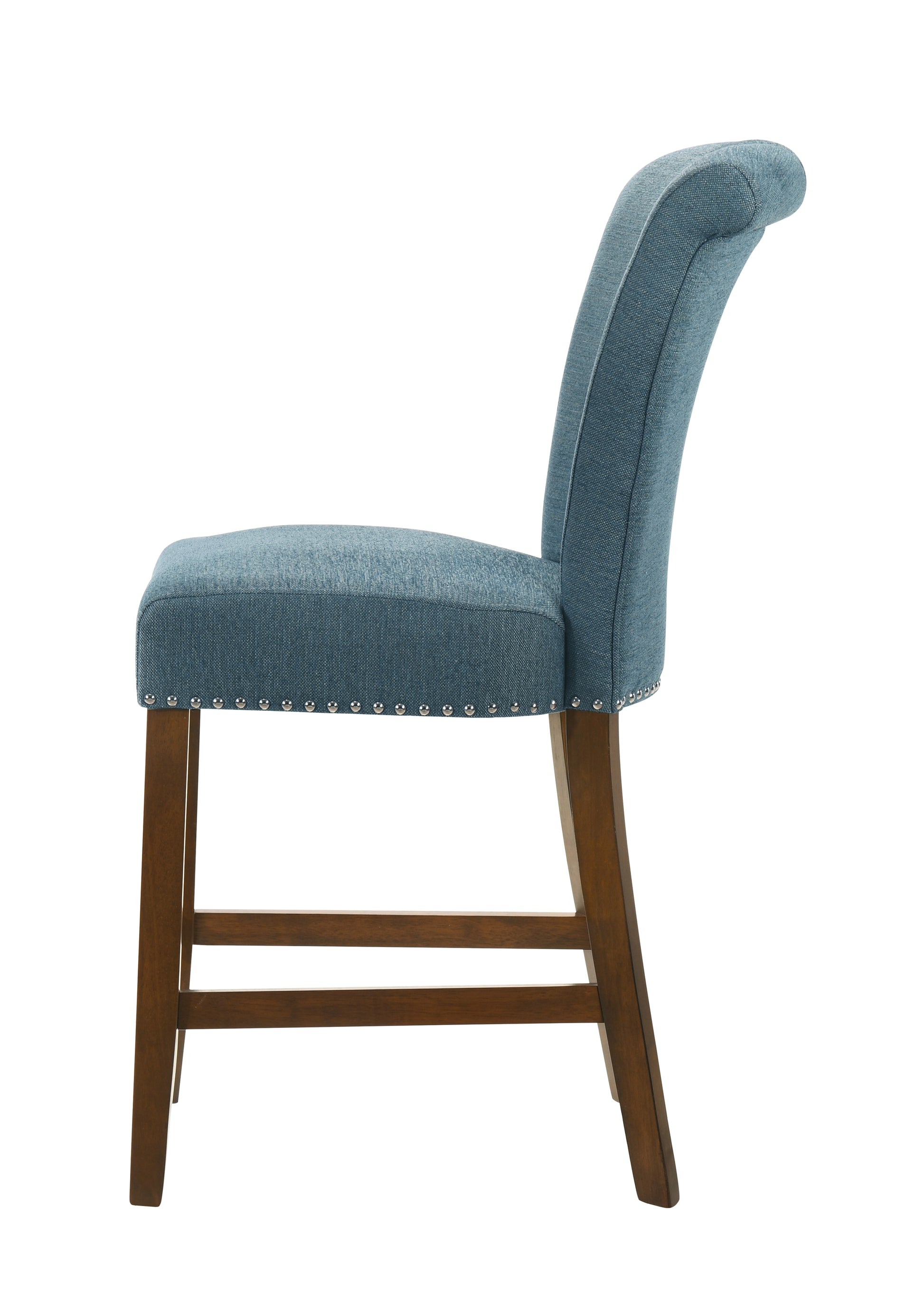 Auggie 20.5" Blue Fabric Counter Height Chair With Trim Blue Fabric