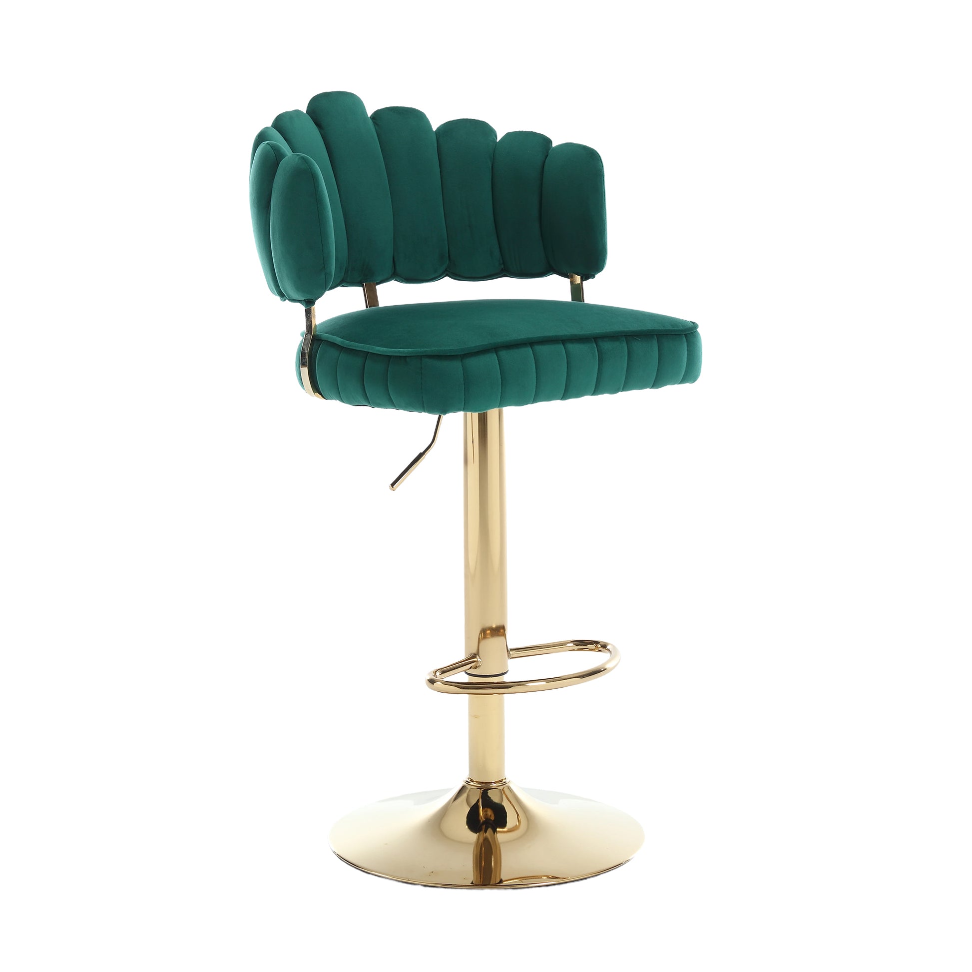 Coolmore Swivel Bar Stools Set Of 2 Adjustable Counter Height Chairs With Footrest For Kitchen, Dining Room Emerald Velvet