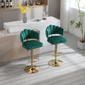 Coolmore Swivel Bar Stools Set Of 2 Adjustable Counter Height Chairs With Footrest For Kitchen, Dining Room Emerald Velvet