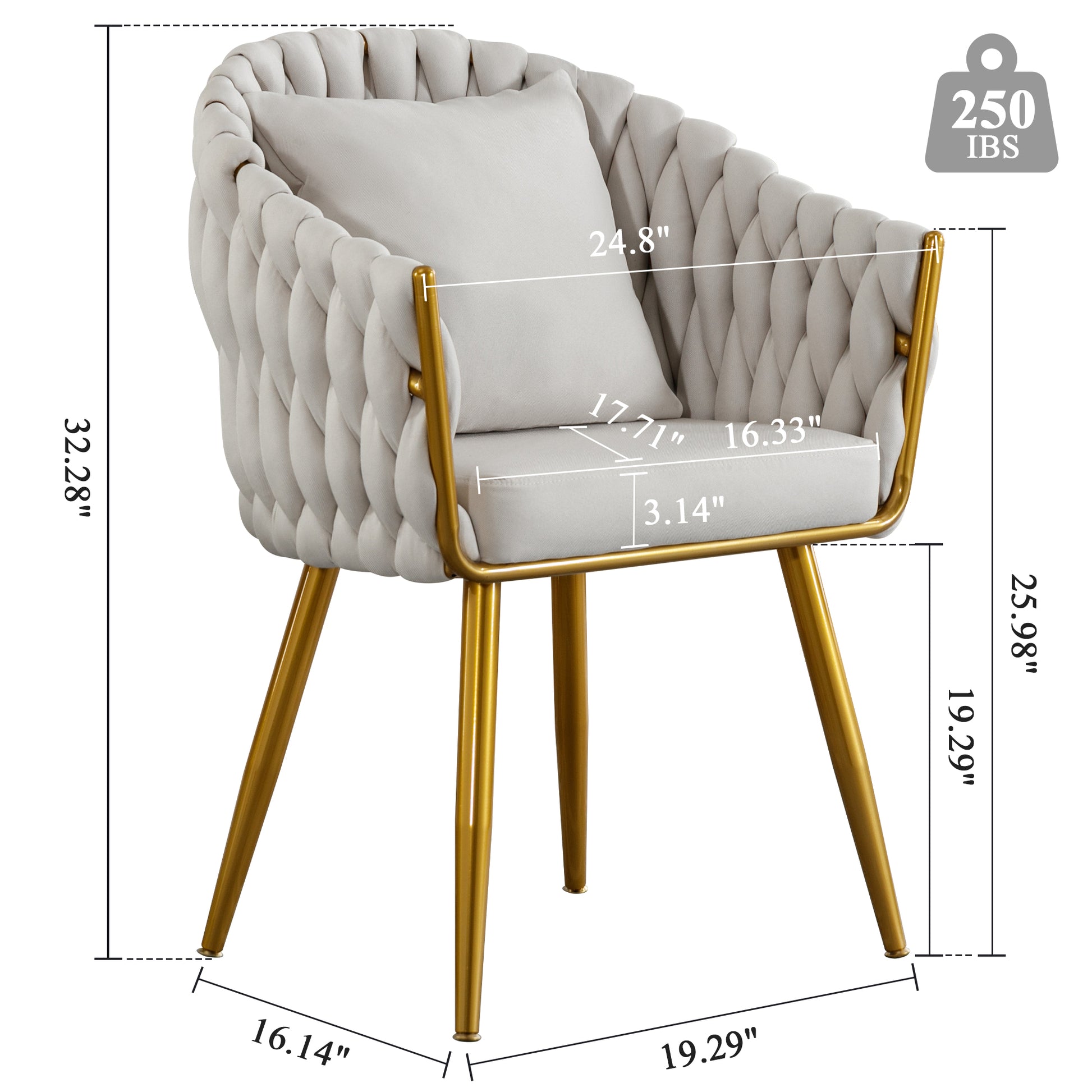 Handwoven Modern Chairs, Casual Chairs, Universal Foot Nails, Metal Chair Legs With Pillows Beige Navy Green Primary Living Space Linen