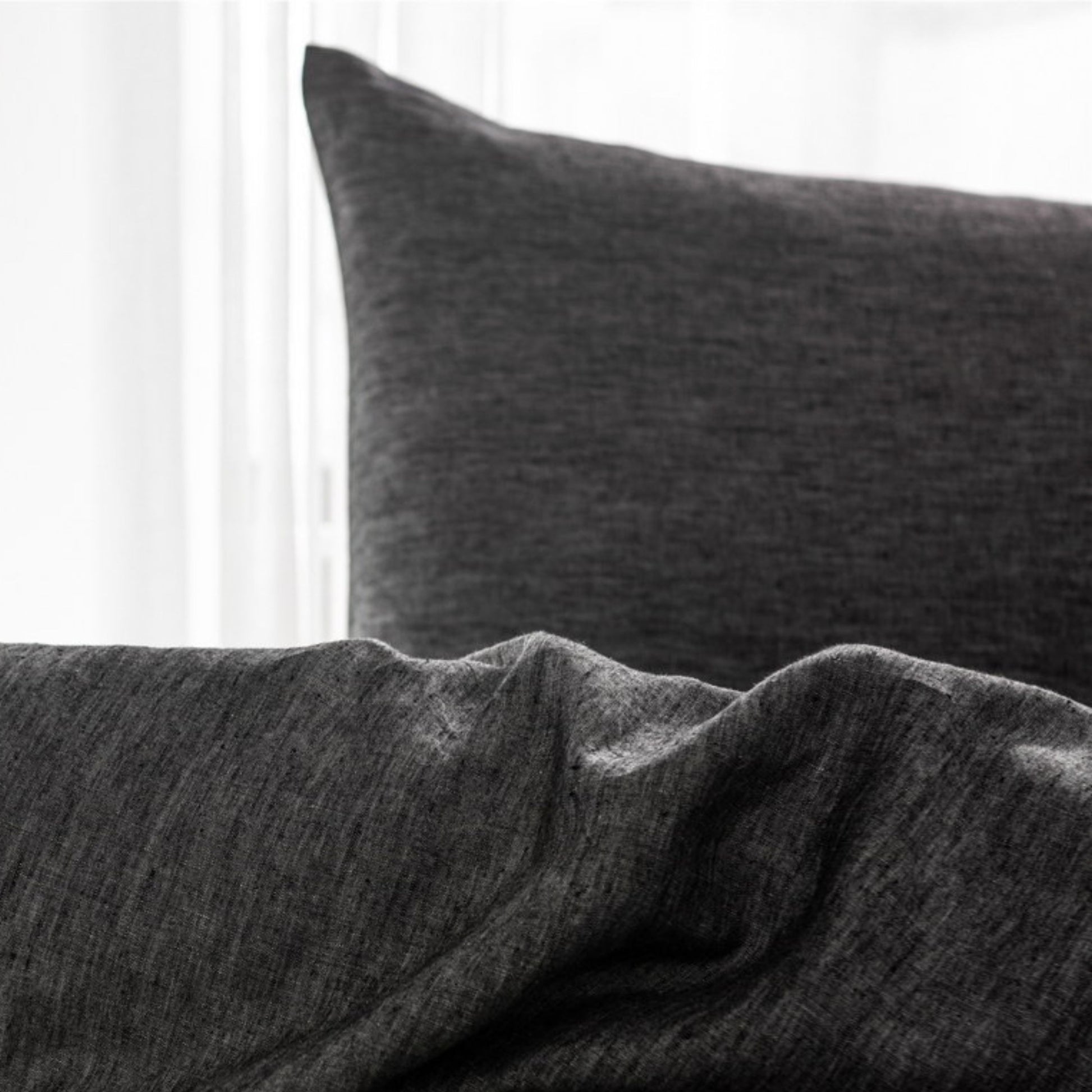 Pillow Cases Standard Size, Standard Pillow Cases Set Of 2, Pillowcases Standard, Premium Soft Linen Pillow Case With Envelope Enclosure 20"X27", Onyx Grey Linen Linen