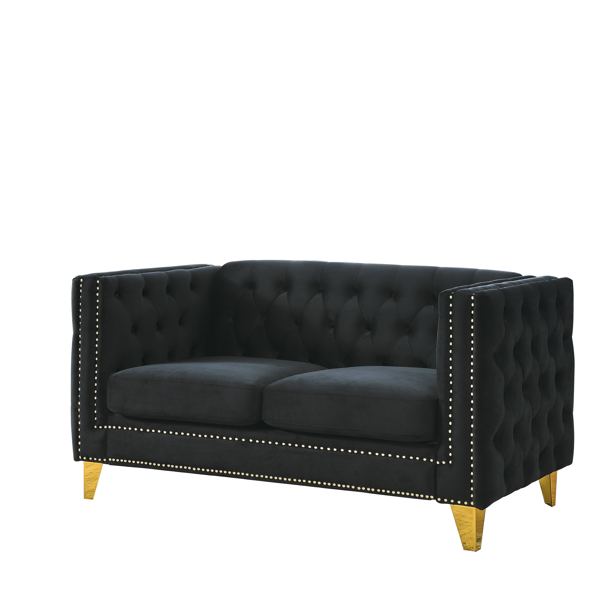 3 Seater 2 Seater Combination Sofa.Black Velvet Black Foam Velvet