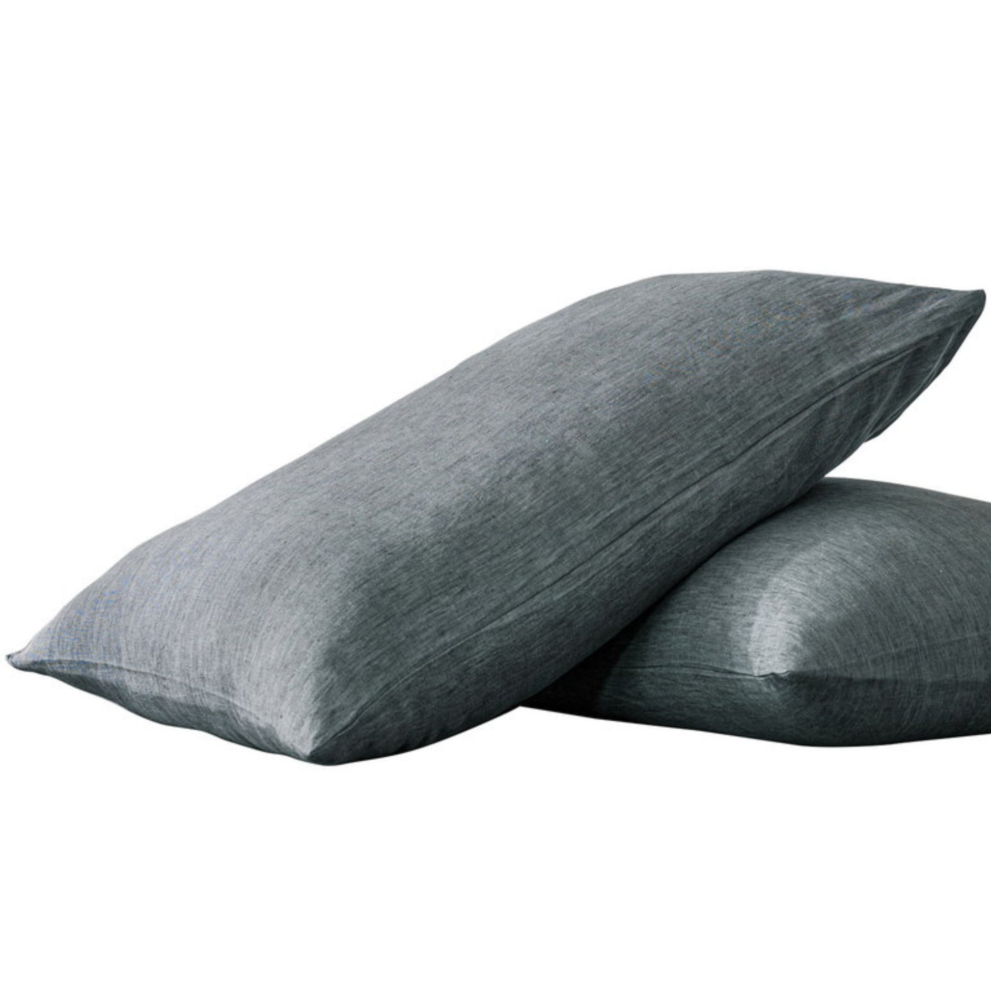 Pillow Cases Standard Size, Standard Pillow Cases Set Of 2, Pillowcases Standard, Premium Soft Linen Pillow Case With Envelope Enclosure 20"X27", Iron Silver Linen Linen