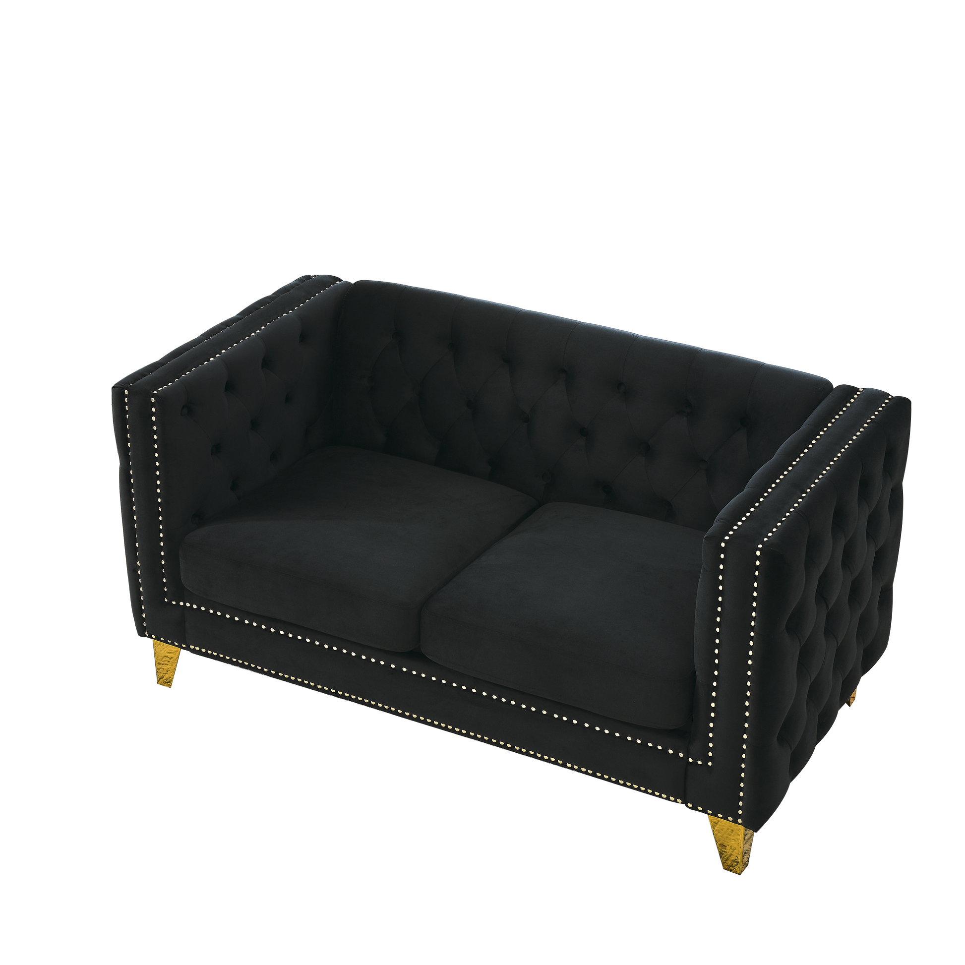 3 Seater 2 Seater Combination Sofa.Black Velvet Black Foam Velvet