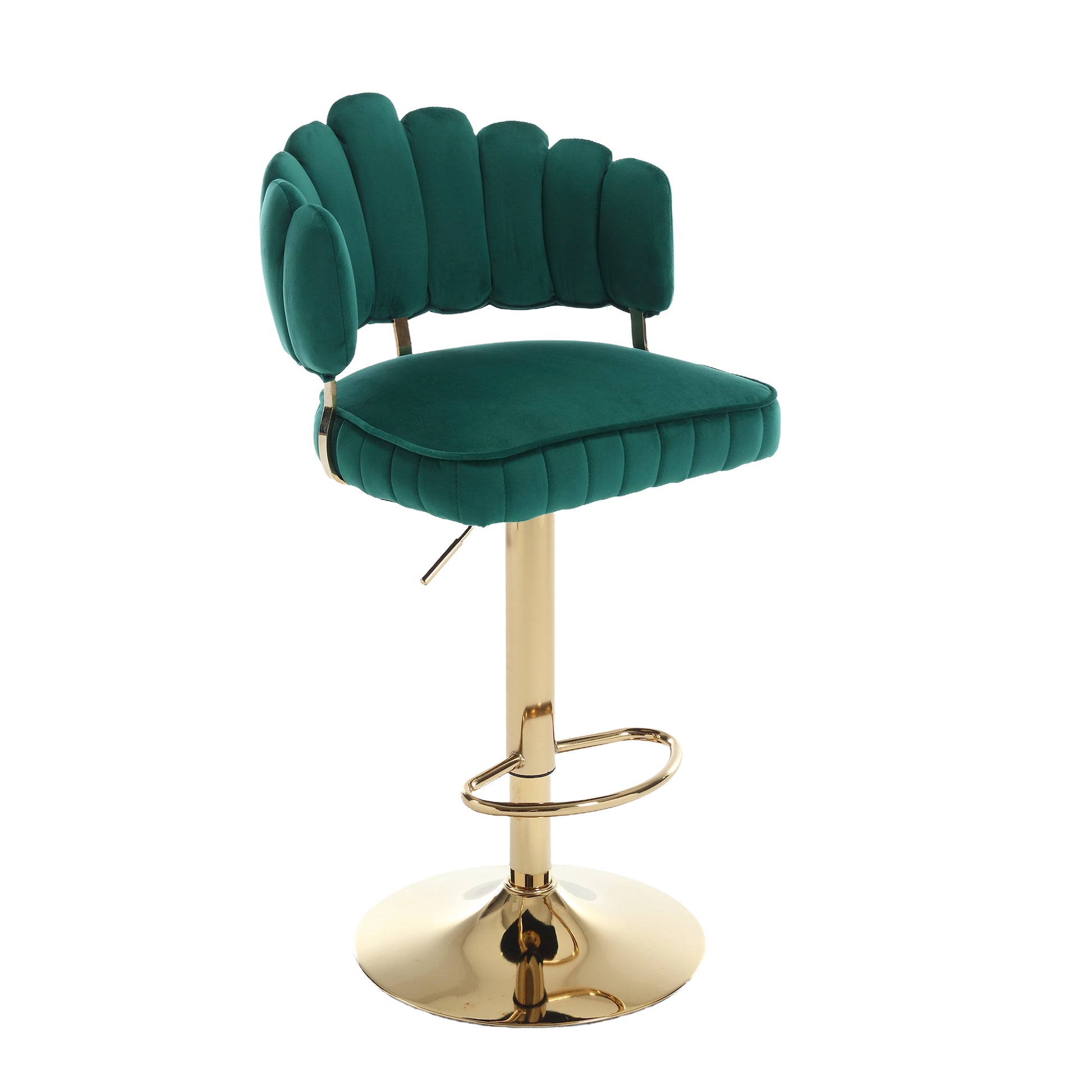 Coolmore Swivel Bar Stools Set Of 2 Adjustable Counter Height Chairs With Footrest For Kitchen, Dining Room Emerald Velvet