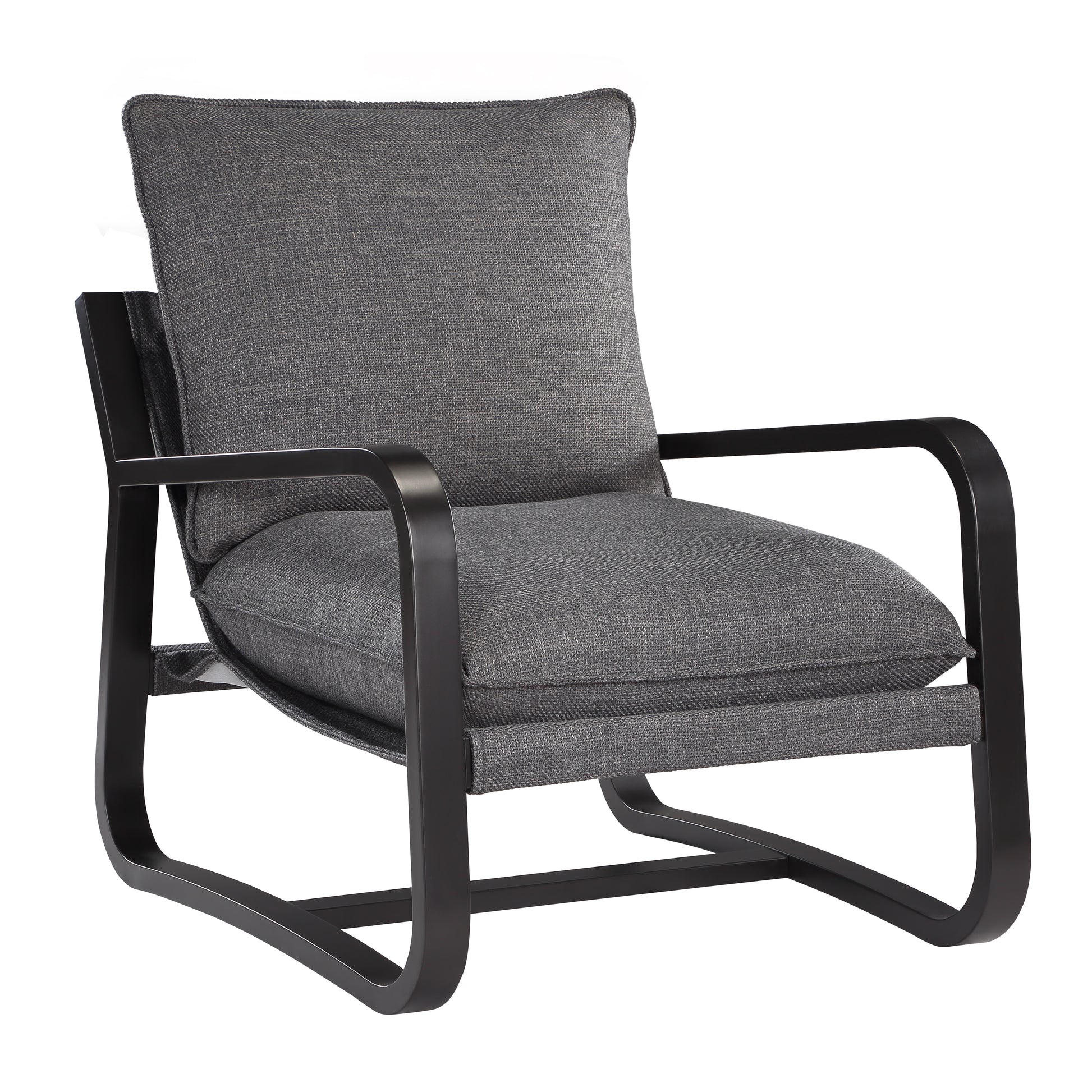 Blaire Sling Chair Upholstered In Charcoal Fabric With Metal Frame Charcoal Foam Polyester