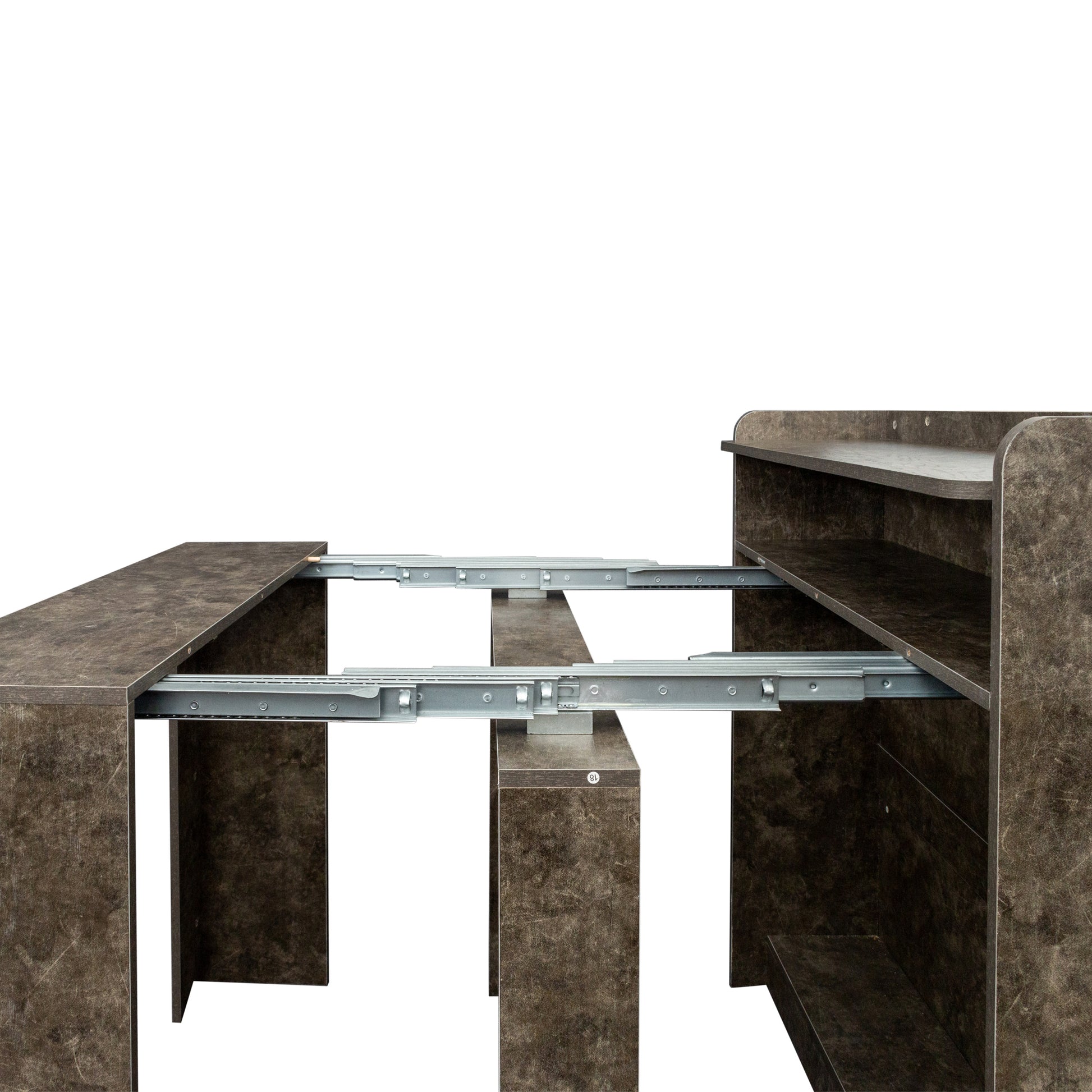Modern Extendable Dining Table With Storage Marble Mdf