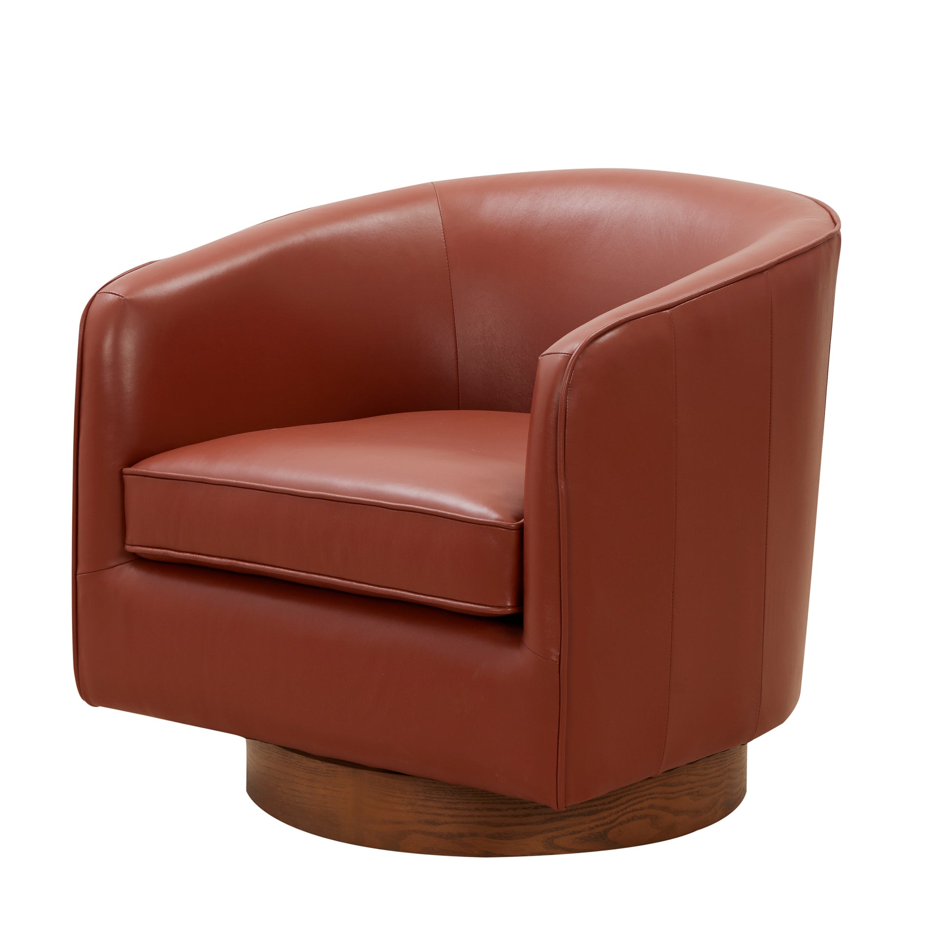 Tessa Caramel Top Grain Leather Wood Base Swivel Chair Caramel Foam Leather