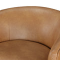 Maisy Saddle Faux Leather Wood Base Barrel Swivel Chair Brown Foam Polyester