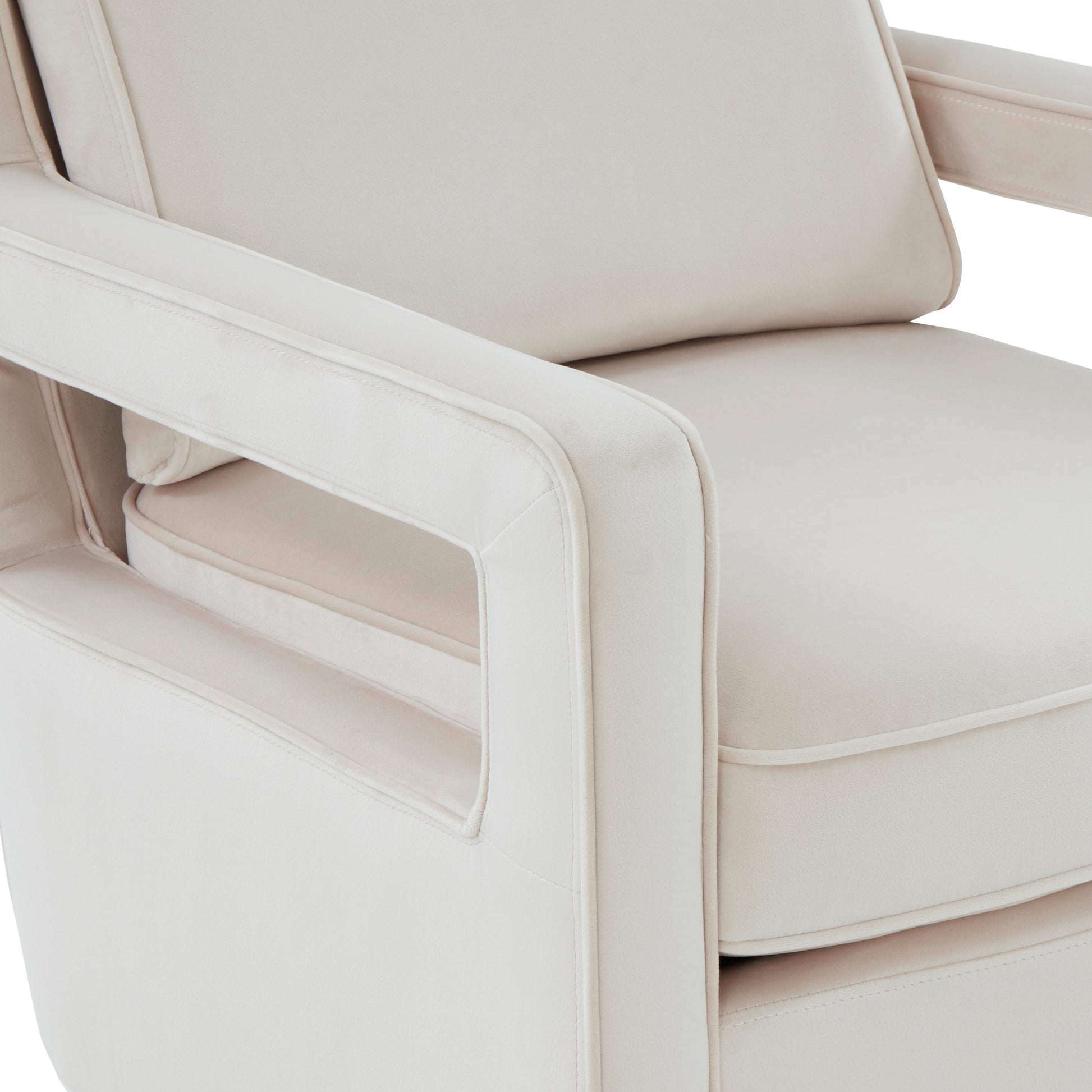 Alina Sea Oat Velvet Accent Arm Chair Beige Foam Velvet