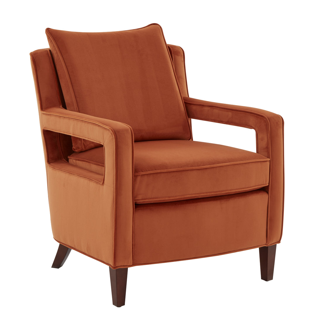 Alina Burnt Orange Velvet Accent Arm Chair Orange Foam Velvet